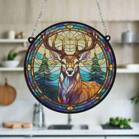 Stag 2 Stained Glass Effect Suncatcher